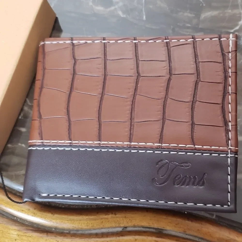 Brown Vegan leather croc design embossed